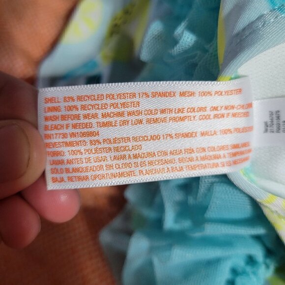 Cat & Jack One Peice Baithing Blue And Lemons Tutu Bottom Snaps Size 6-9M - Picture 4 of 10